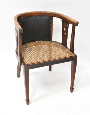 Lot 22 - An Edwardian walnut satinwood line inlaid...