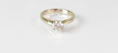 Lot 1050 - An 18ct white gold solitaire diamond ring, the...