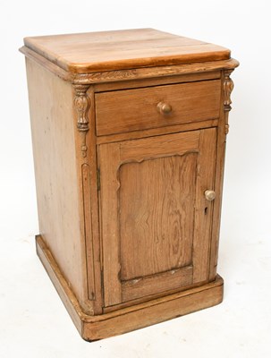 Lot 1490 - An old pine pot cupboard with single drawer...