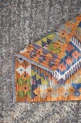 Lot 151 - A handmade woollen Chobi Kilim runner, 140 x...