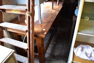 Lot 1019 - An old pitch pine refectory dining table on...