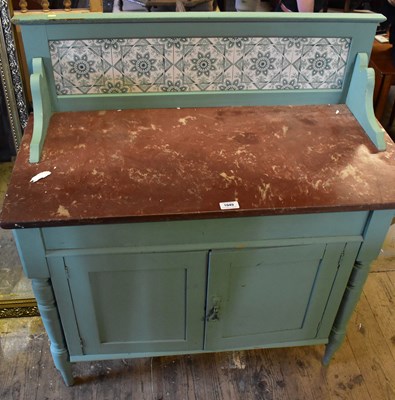 Lot 1049 - A painted pine wash stand, the raised back set...