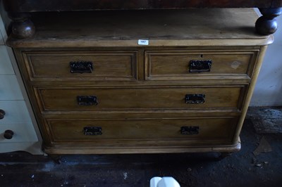 Lot 1067 - An old pine chest of two short over two long...
