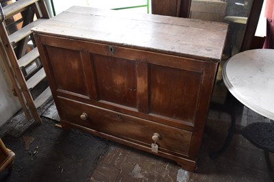 Lot 1069 - A late 18th century pine coffer, the panelled...