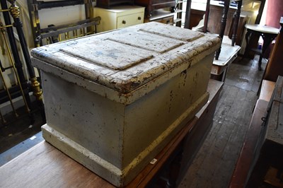 Lot 1081 - An old painted pine tool chest with panelled...