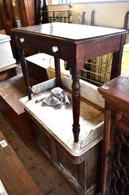 Lot 1083 - A Victorian pitch pine marble top wash stand...