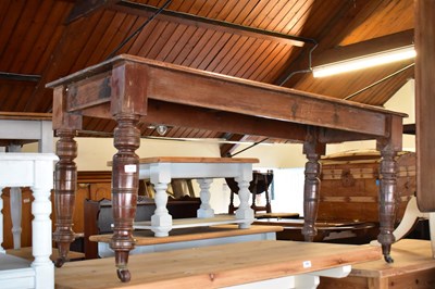 Lot 1093 - A Victorian stained pine side table on turned...