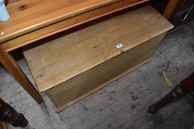 Lot 1108 - An old pine blanket chest on plinth base,...