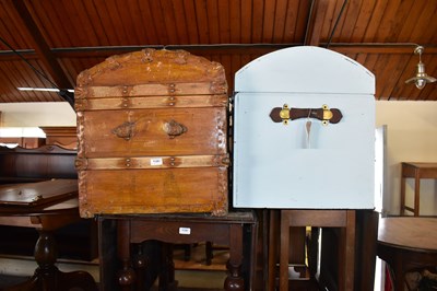 Lot 1128 - Three dome top travelling trunks (3).