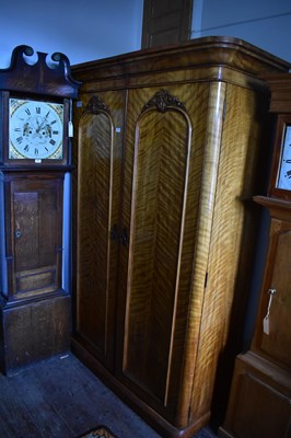 Lot 1176 - A 19th century satinwood twin door wardrobe,...