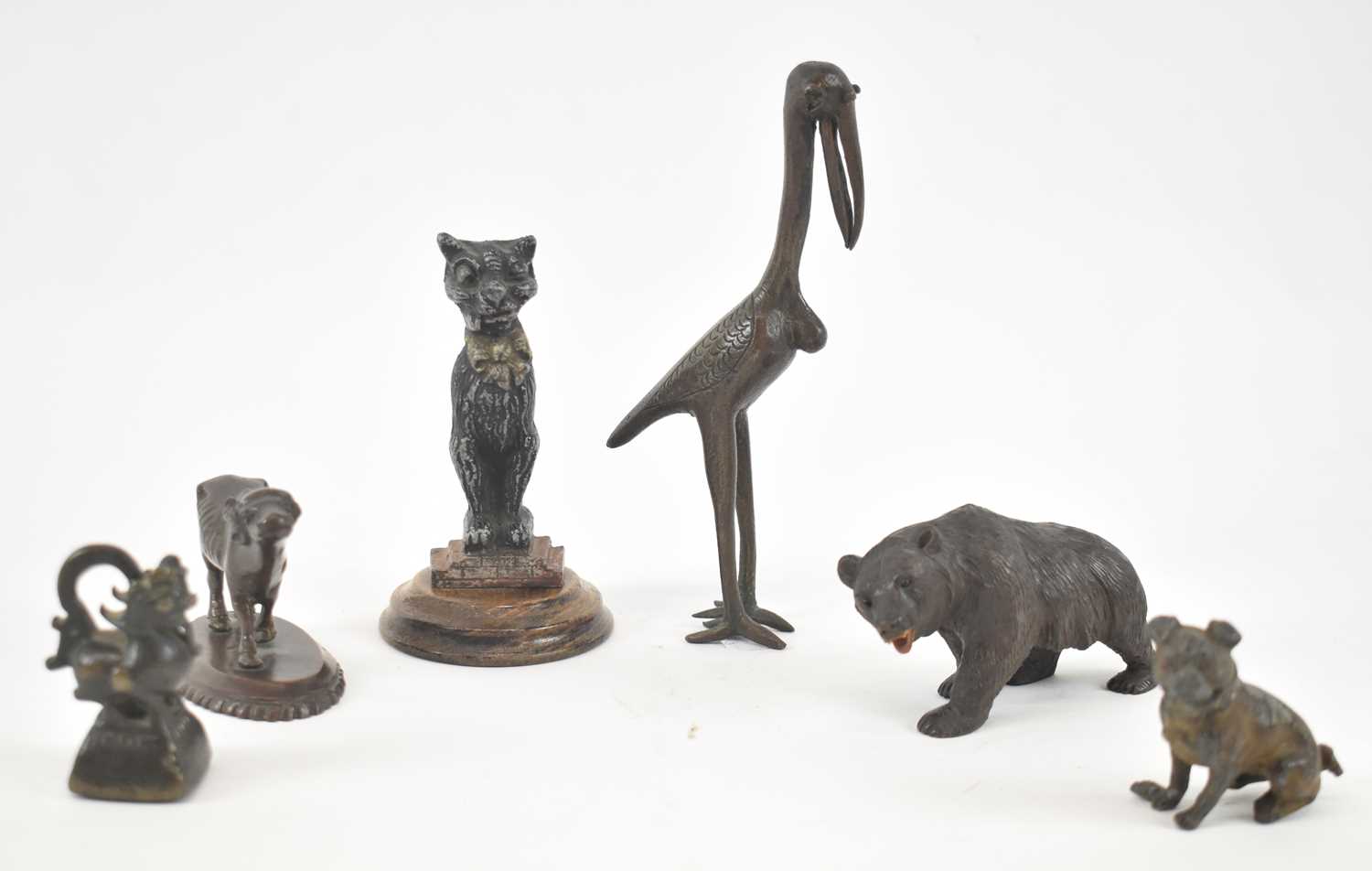 Lot 637 - A group of bronze, spelter and metal animal...
