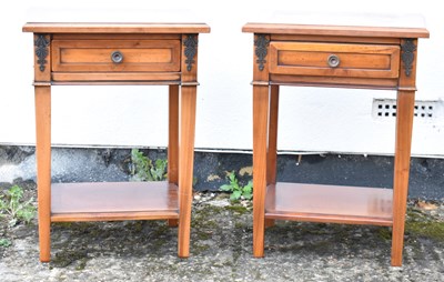 Lot 96 - A pair of reproduction single drawer two tier...