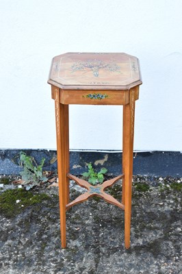 Lot 94 - A satinwood side table with painted decoration,...