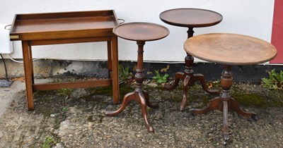 Lot 92 - Three reproduction tripod occasional tables...