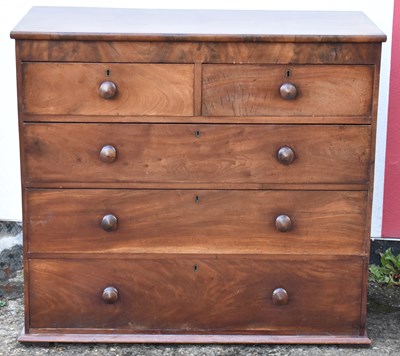 Lot 64 - A Victorian mahogany chest of two short and...