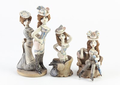 Lot 215 - HILARY BROCK (born 1933); four porcelain...