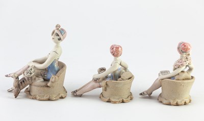 Lot 216 - HILARY BROCK (born 1933); three porcelain...