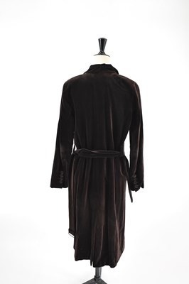 Lot 7 - CHLOE; a brown velvet full length coat, size 36.