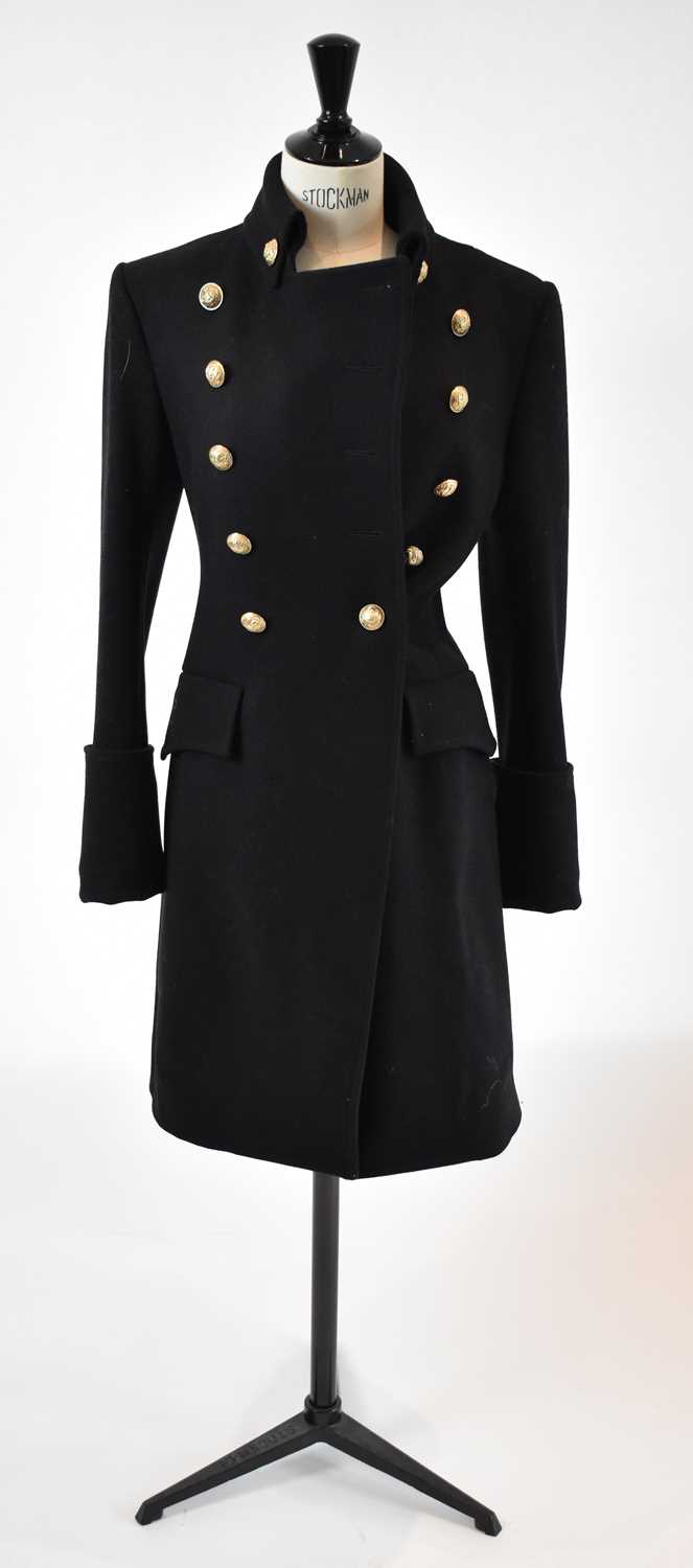 Lot 17 - BALMAIN; a black wool mix coat, size 36.