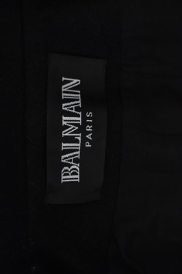 Lot 17 - BALMAIN; a black wool mix coat, size 36.
