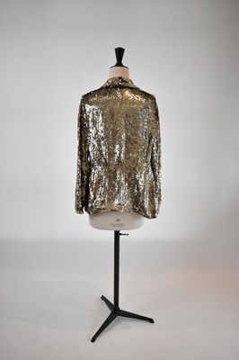 Lot 26 - GRYPHON; a gold sequined fitted evening jacket,...