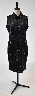 Lot 42 - GIVENCHY; a black panther print dress, size 42.