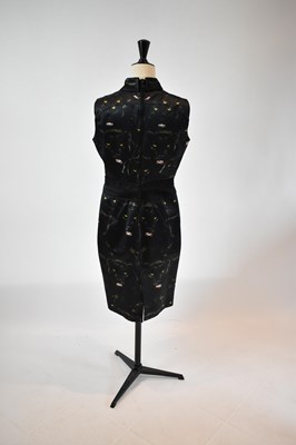 Lot 42 - GIVENCHY; a black panther print dress, size 42.