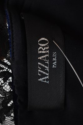 Lot 45 - AZZARO; a navy blue velvet and black lace...