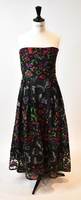 Lot 54 - ELIE SAAB; a floral embroidered strapless...