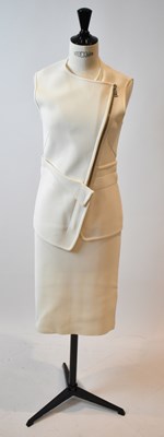 Lot 60 - GIVENCHY; a cream wool mix sleeveless dress,...