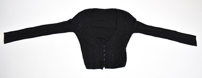 Lot 97 - A black wool mix beaded cardigan, size small.