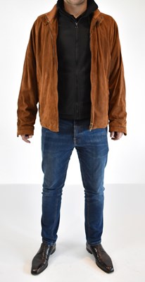 Lot 126 - LORO PIANA; a dark tan suede leather bomber...