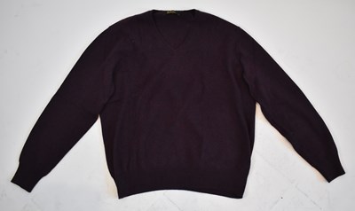 Lot 156 - LORO PIANA; a maroon 100% baby cashmere V-neck...