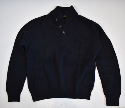 Lot 161 - LORO PIANA; a navy blue 100% baby cashmere rib...