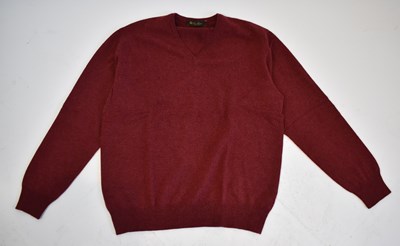 Lot 163 - LORO PIANA; a red 100% cashmere V-neck sweater,...