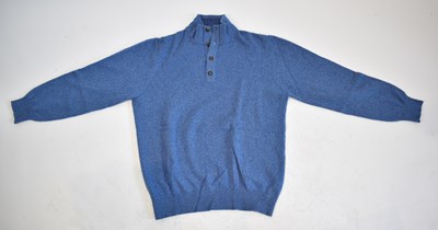 Lot 177 - LORO PIANA; a blue 100% cashmere half button...