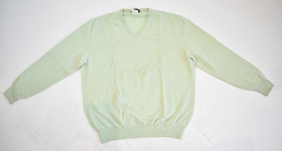 Lot 183 - LORO PIANA; a lime green 100% cashmere V-neck...