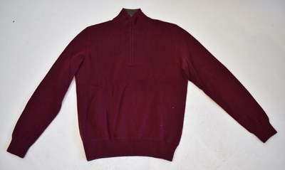 Lot 193 - LORO PIANA; a red 100% cashmere half zip...