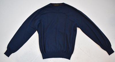 Lot 198 - LORO PIANA; a navy 100% cashmere fine knit...