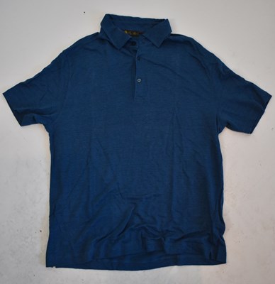 Lot 202 - LORO PIANA; a blue short sleeve polo shirt,...