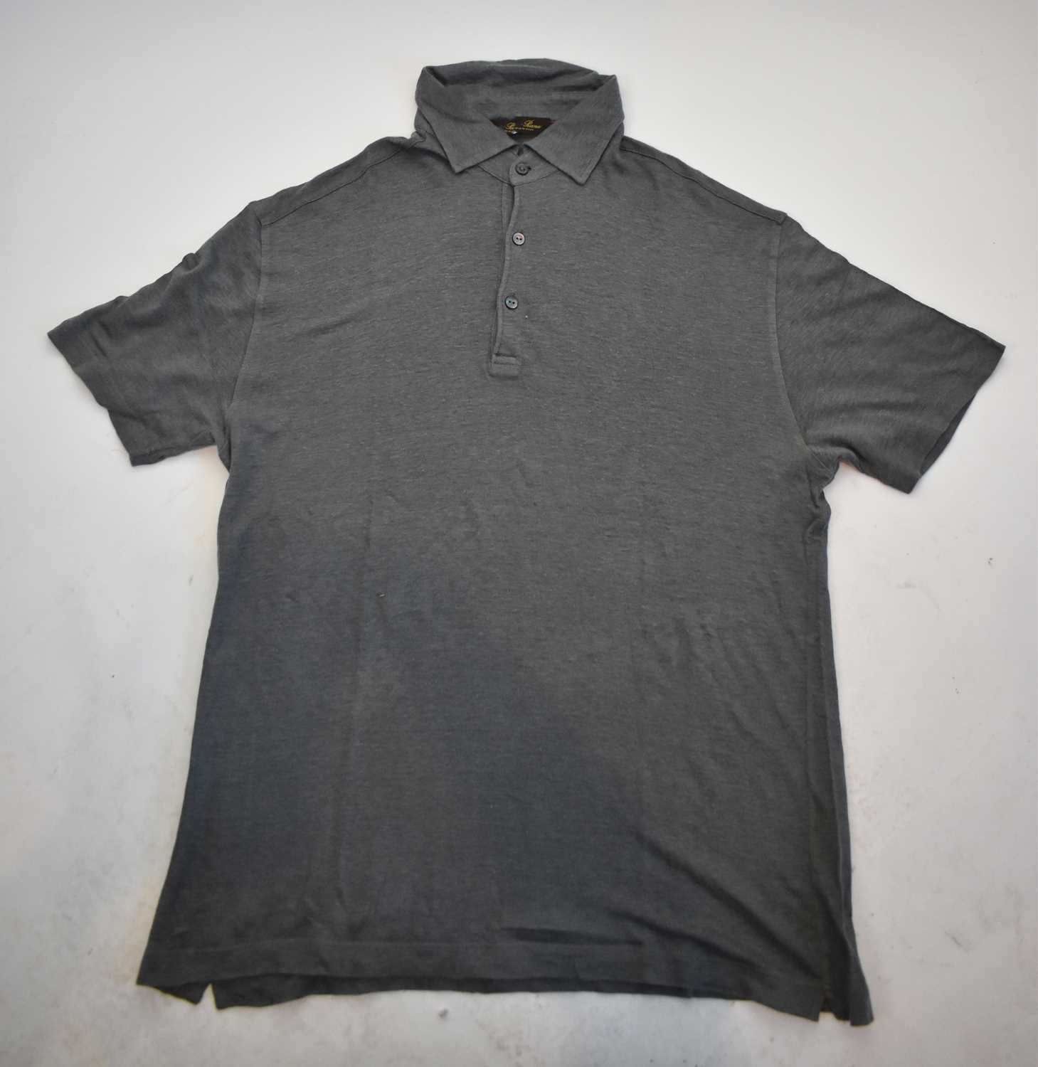 Lot 210 - LORO PIANA; a grey short sleeve polo shirt,