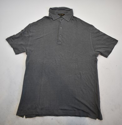 Lot 210 - LORO PIANA; a grey short sleeve polo shirt,...