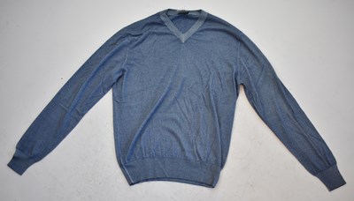 Lot 212 - CRUCIANI; a blue cashmere and silk V-neck...