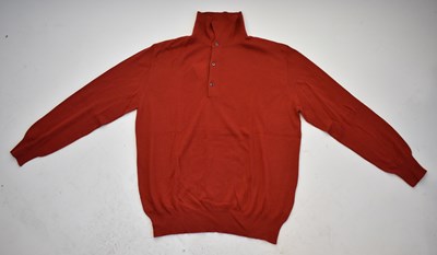 Lot 215 - MARIANO RUBINACCI; a red 100% cashmere half...