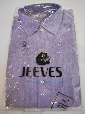 Lot 245 - LORO PIANA; a purple linen long sleeve shirt,...