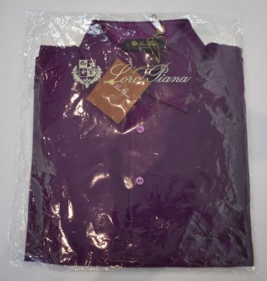 Lot 273 - LORO PIANA; a purple cotton short sleeve polo...