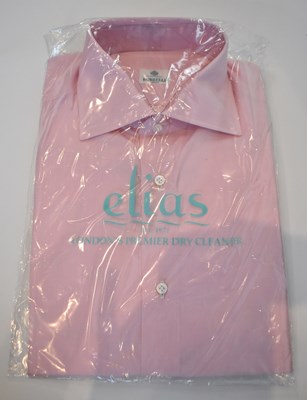 Lot 301 - BORRELLI; a pink cotton long sleeve shirt,...