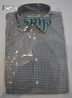 Lot 326 - PURDY; a blue and brown check cotton long...