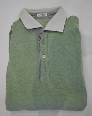 Lot 330 - BRUNELLO CUCINELLI; a light green cotton long...