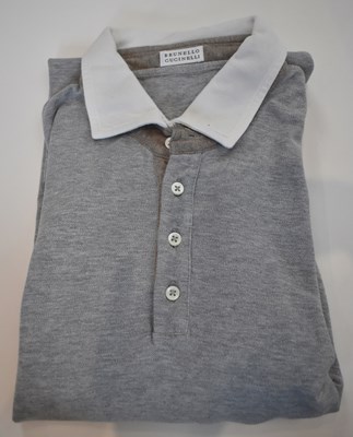 Lot 333 - BRUNELLO CUCINELLI; a grey cotton long sleeve...